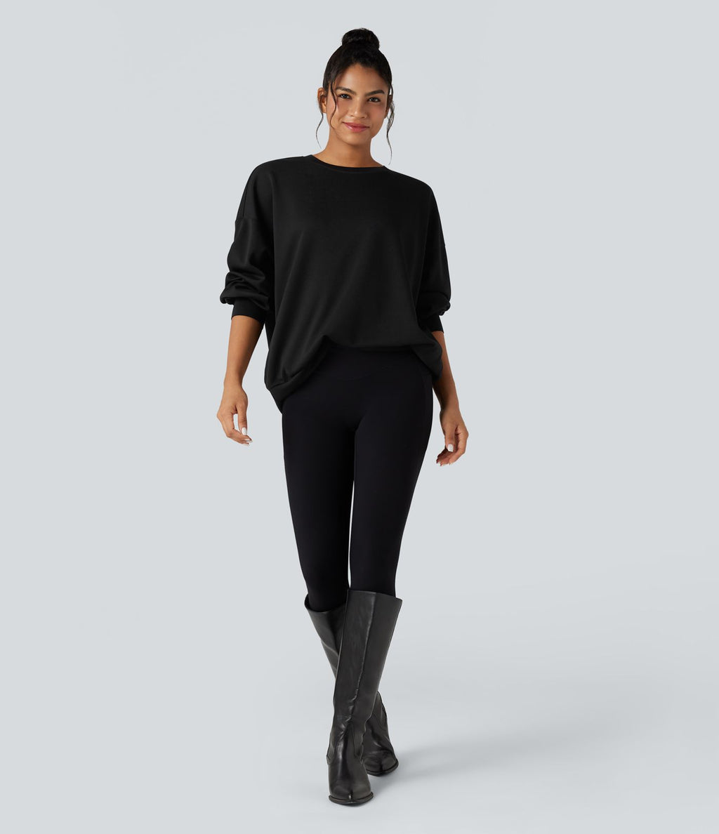 Sweat-shirt col rond manches longues coupe décontractée avec poches