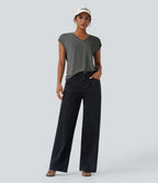 T-shirt casual col V manches courtes