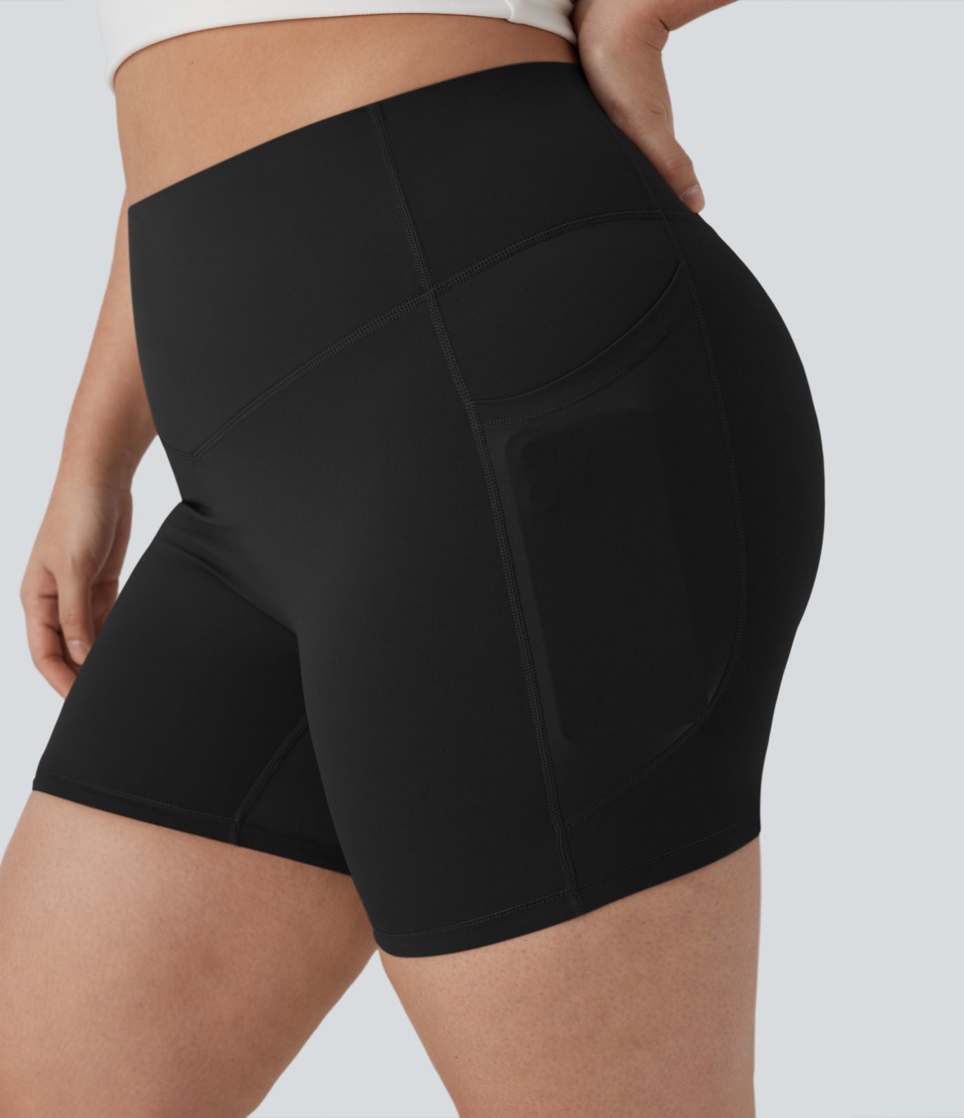 Short cycliste 12,5 cm d'entraînement gainant taille haute grande taille avec poches Halara UltraSculpt™