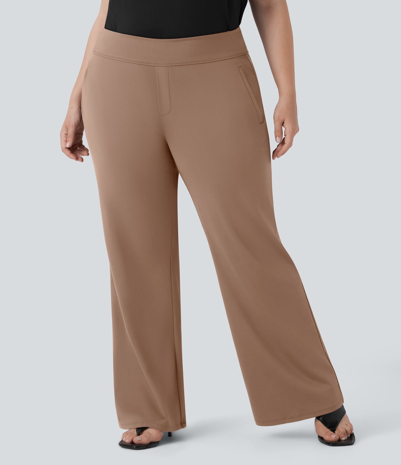 Pantalon tailleur évasé grande taille taille haute Halara Flex™ DayStretch avec poches zippées latérales