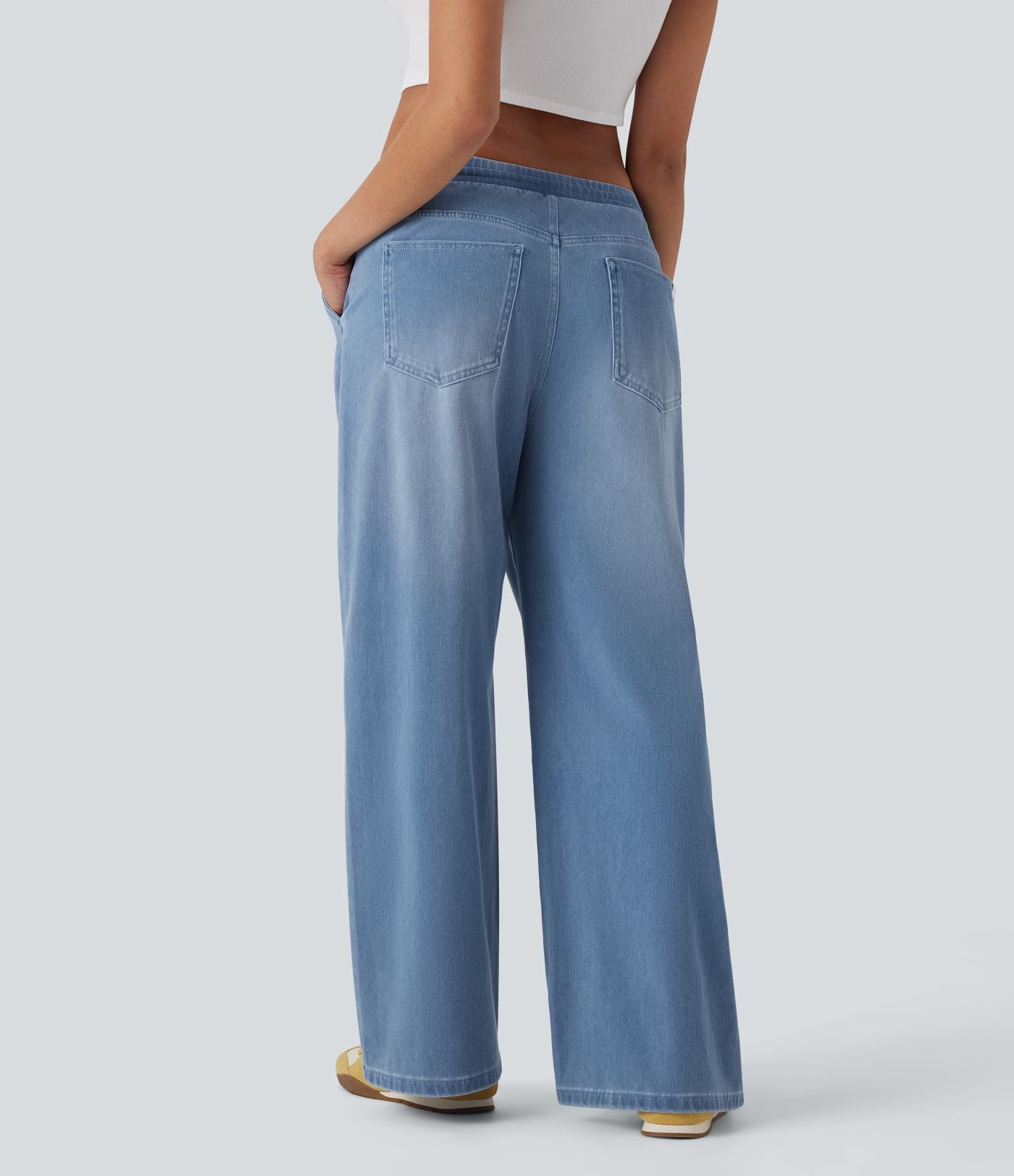 Jean ample en denim extensible à taille basse avec cordon Halara Flex™ avec multiples poches