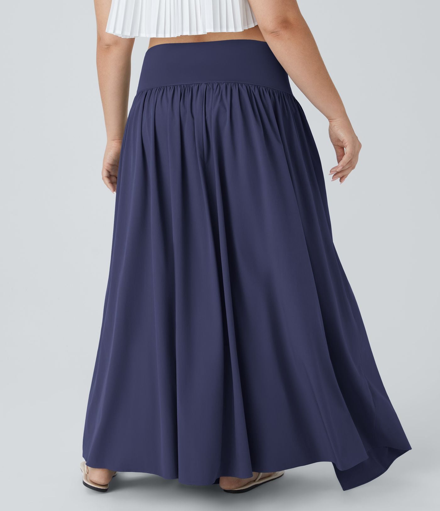 Breezeful™ Jupe Maxi Casual Grande Taille 2-en-1 à Taille Haute Plis et Fente à Séchage Rapide et Fluide