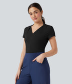 Haut tailleur col V manches courtes