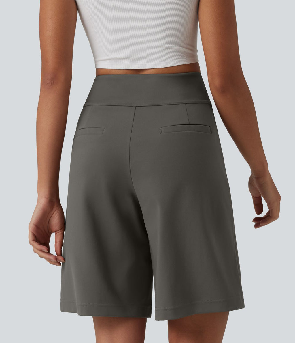 DayStretch Short tailleur bermuda plissé taille haute 25,5 cm avec poches