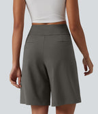 DayStretch Short tailleur bermuda plissé taille haute 25,5 cm avec poches