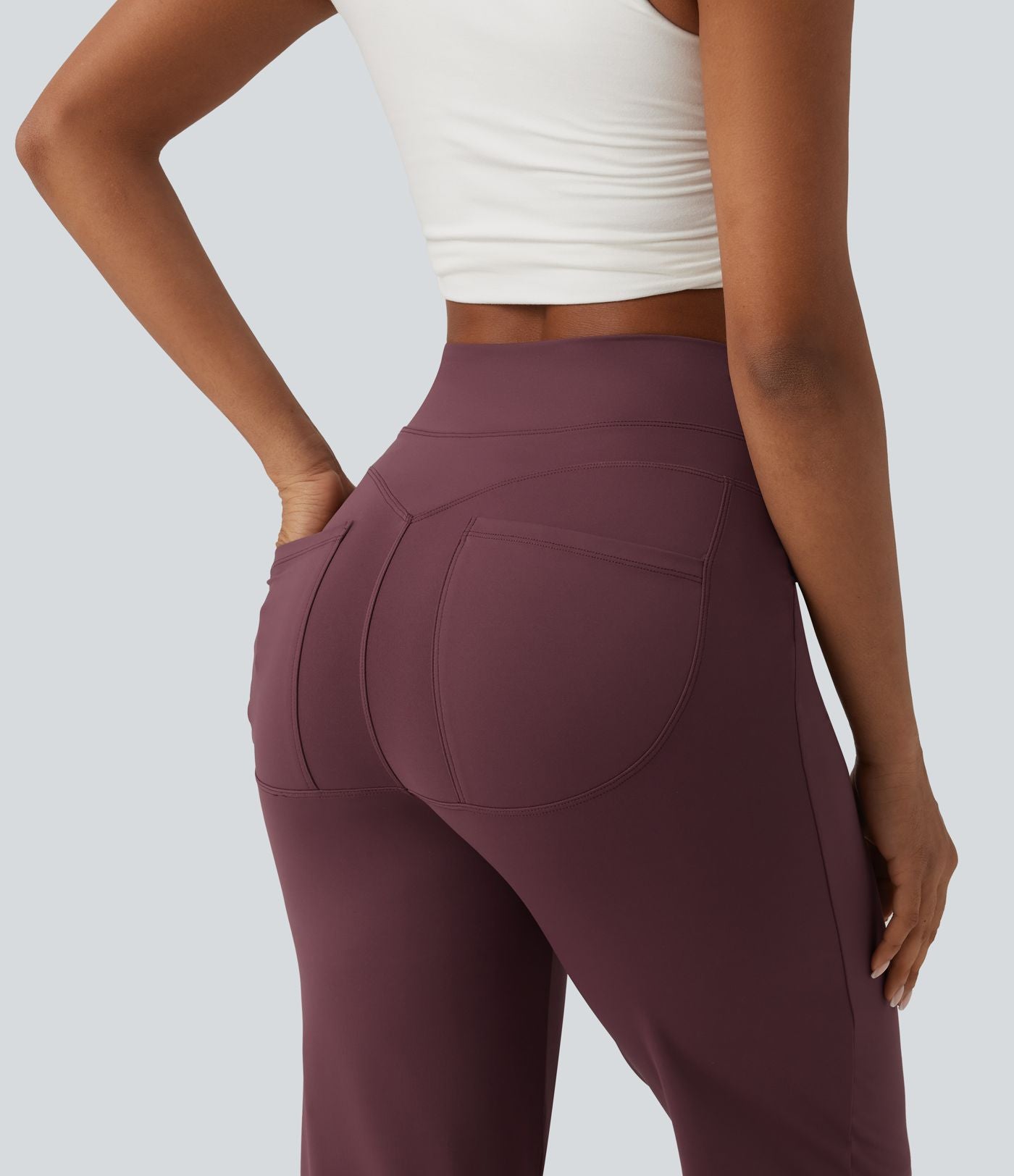 Pantalon droit décontracté gainant à séchage rapide effet frais InstantCool taille haute avec poches