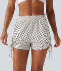 Short à pois 8 cm taille mi-haute avec bas froncé, laçage et poches