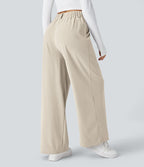 Pantalon Tailleur Large Fluide Halara Flex™ Gaufré Taille Haute Poches Latérales