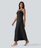 Robe midi à bretelles col V