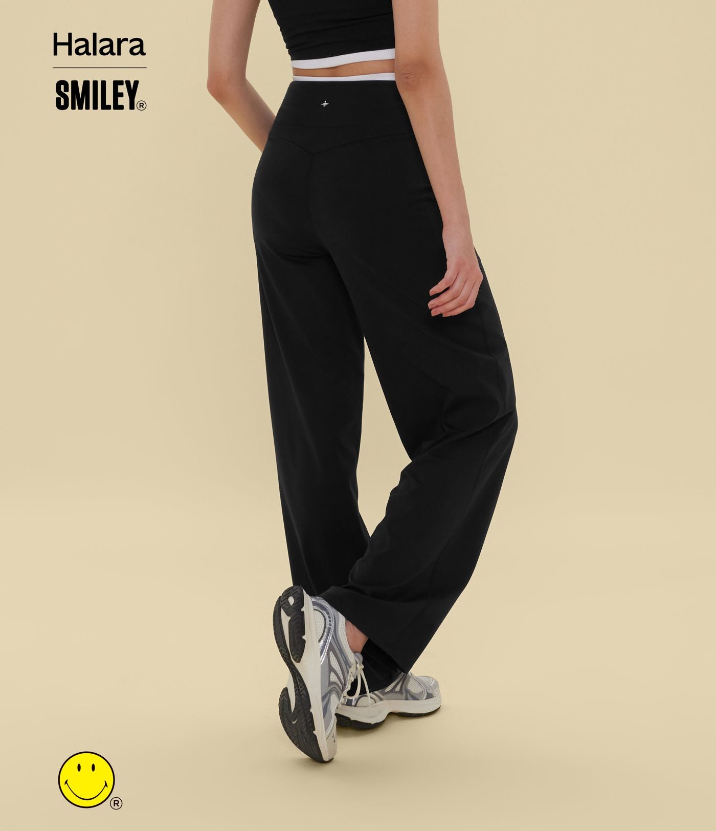 Pantalon de yoga droit Halara X Smiley® Halara UltraSculpt™ taille haute ventre plat avec poches