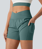 Short de yoga SoftlyZero™ Airy croisé taille haute 2-en-1 effet frais InstantCool 12,5 cm avec poches