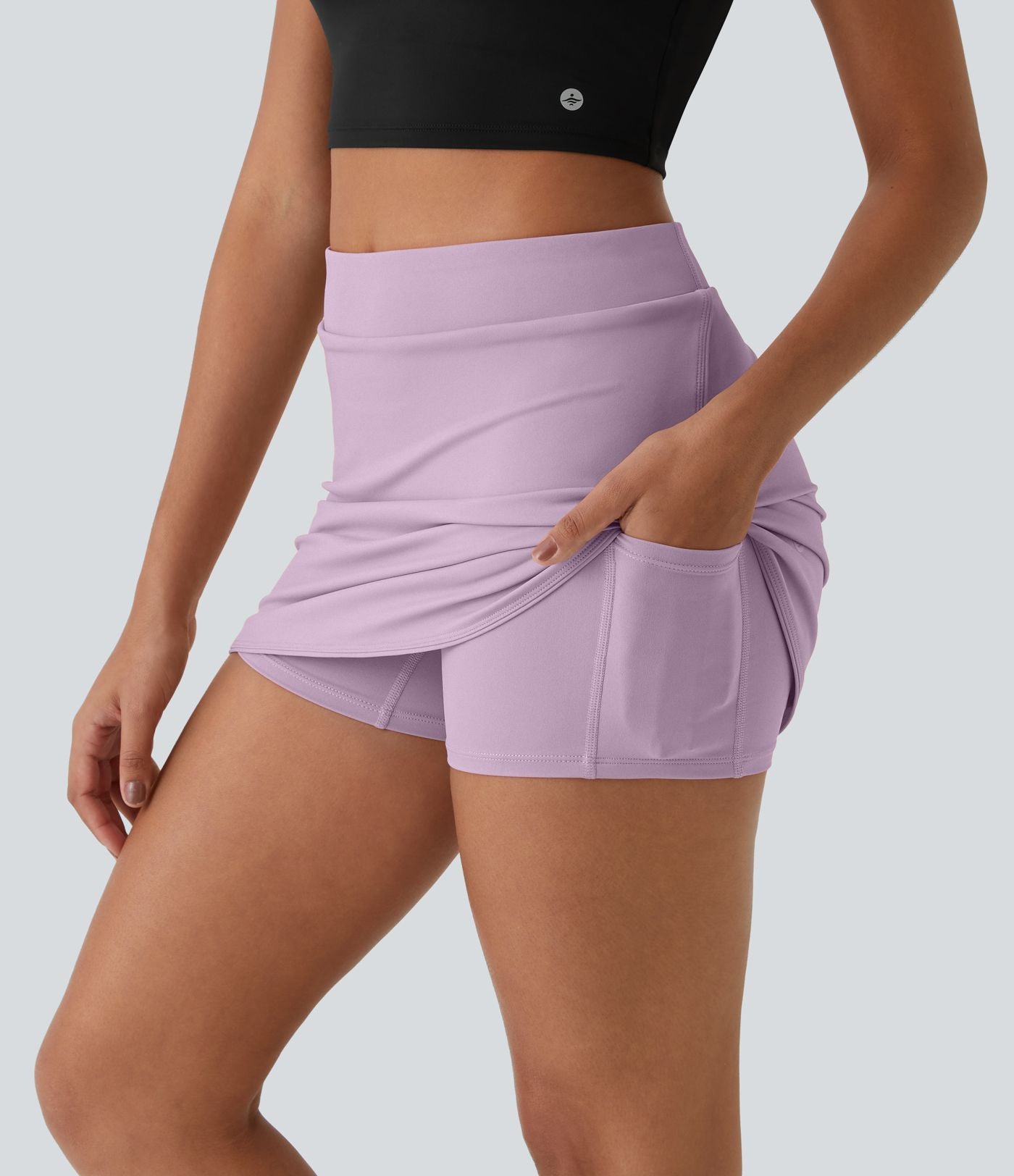 Quotidien Jupe Golf Micro Mini 2-en-1 à Taille Haute avec Poches Latérales - Clarity