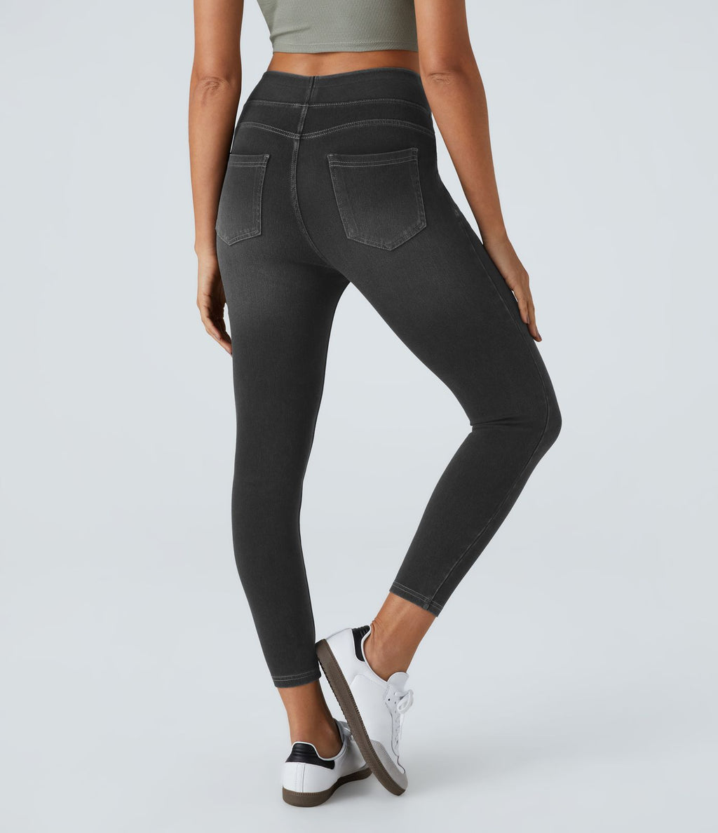 Leggings 7/8 décontractés en denim taille haute avec poches Halara Flex™