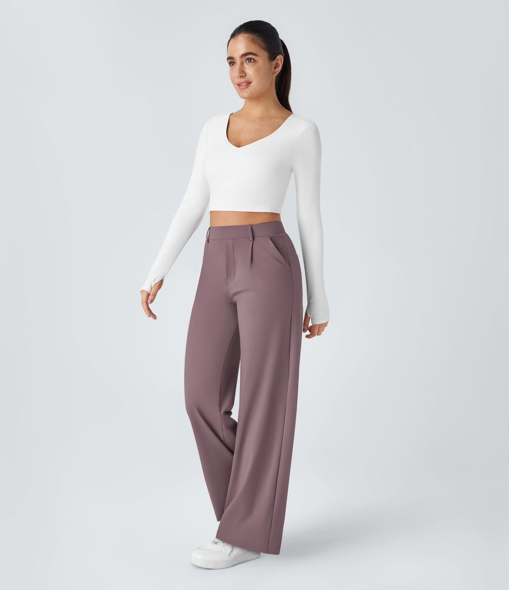 Pantalon tailleur Halara Flex™ DayStretch coupe droite taille haute avec poches