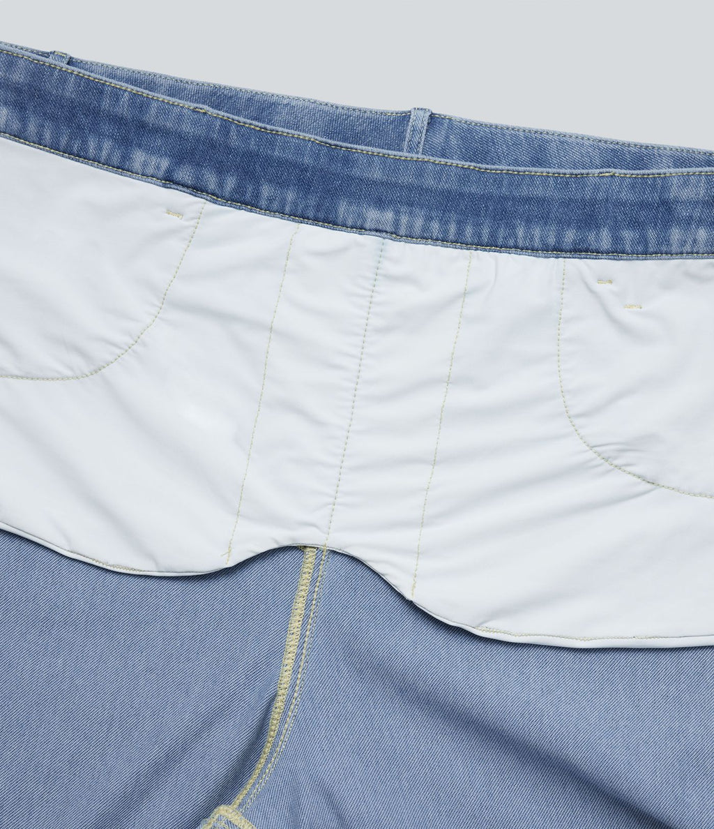 Jean droit décontracté délavé gainant taille haute grande taille avec poches Halara Flex™
