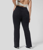 Halara Flex™ Mid Rise Button Pockets Stretchy Knit Casual Slight Flare Plus Size Jeans