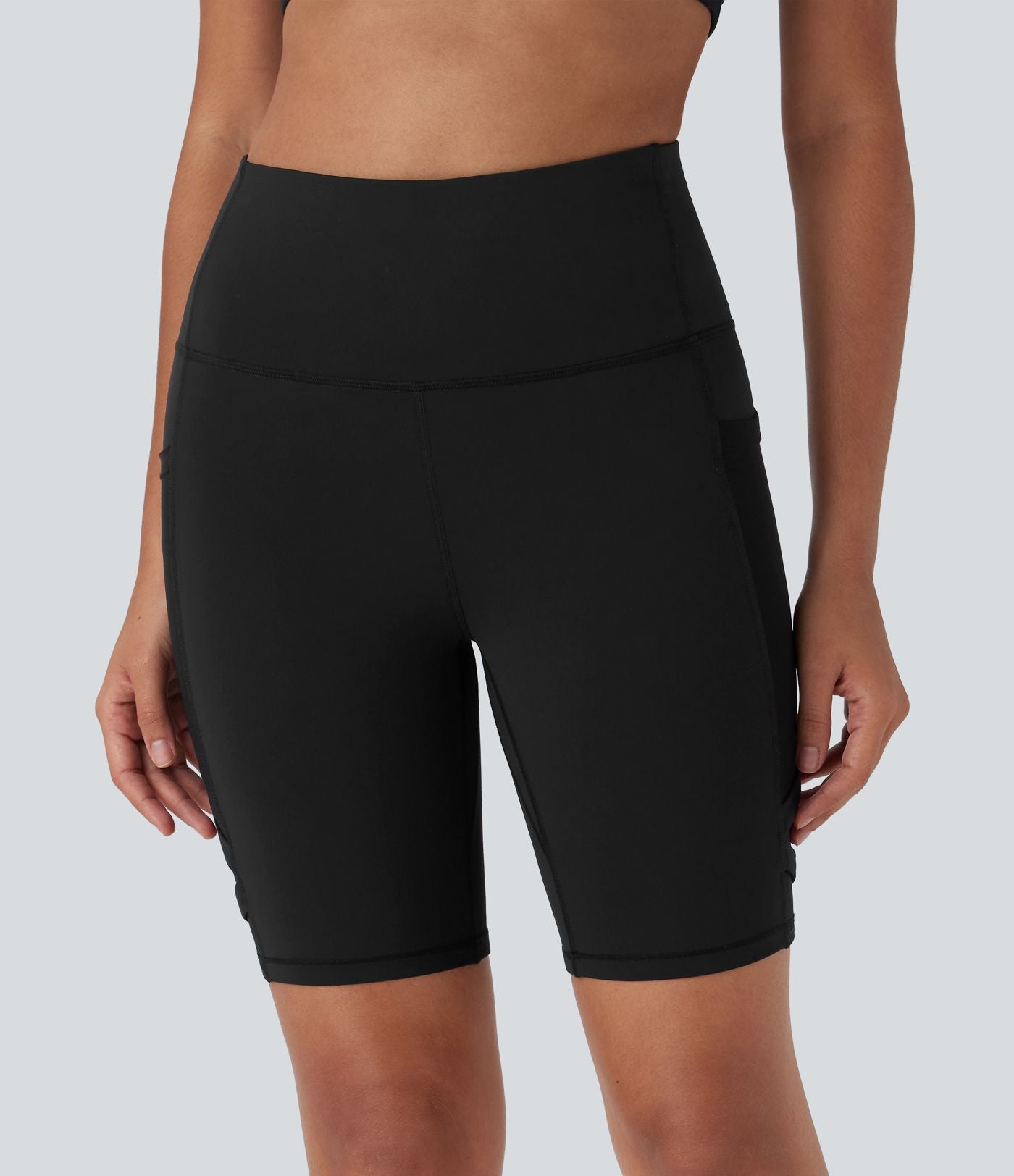 Short cycliste de yoga SpeedWave™ taille haute avec filet contrasté, séchage rapide, poches latérales - 17,5 cm