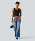 Débardeur casual SoftlyZero™ Airy à col U, dentelle contrastée, découpes et coussinets amovibles