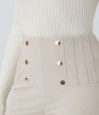 Pantalon tailleur skinny gainant taille haute à chevrons avec poches arrière zippées décoratives