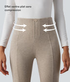 Pantalon  taille haute décontracté évasé côtelé gainant