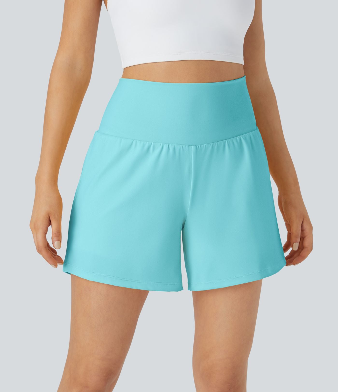 Short yoga 2-en-1 SoftlyZero™ Airy effet frais InstantCool taille très haute 12,5 cm avec poches, longueur allongée