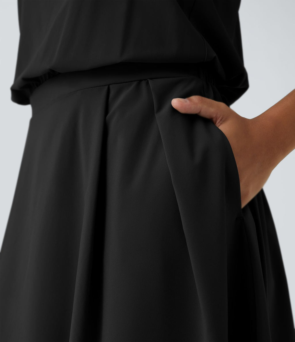 Breezeful™ Robe Casual Plissée à Bretelles Réglables Mini Dos Nu Découpée Poche Latérale Séchage Rapide