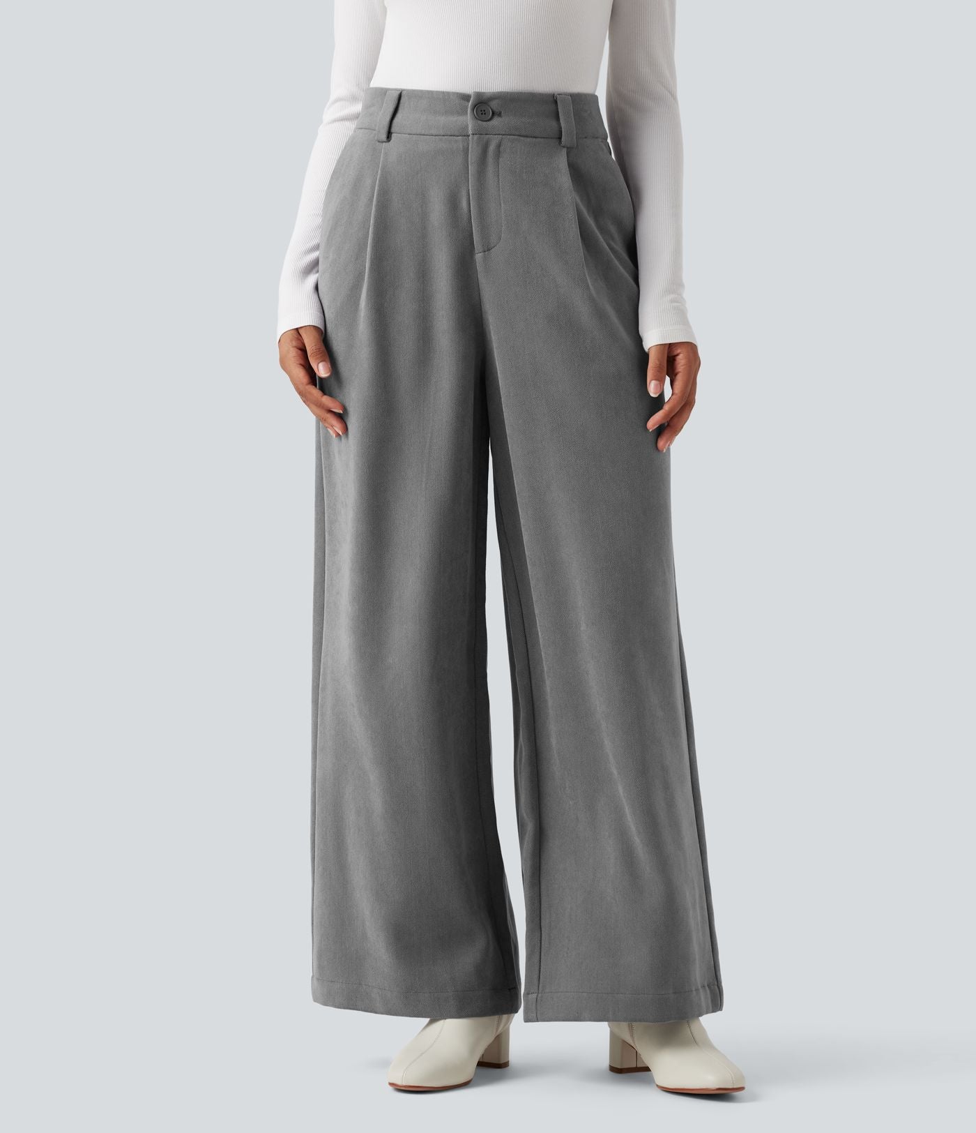 Pantalon tailleur baggy taille haute avec poches