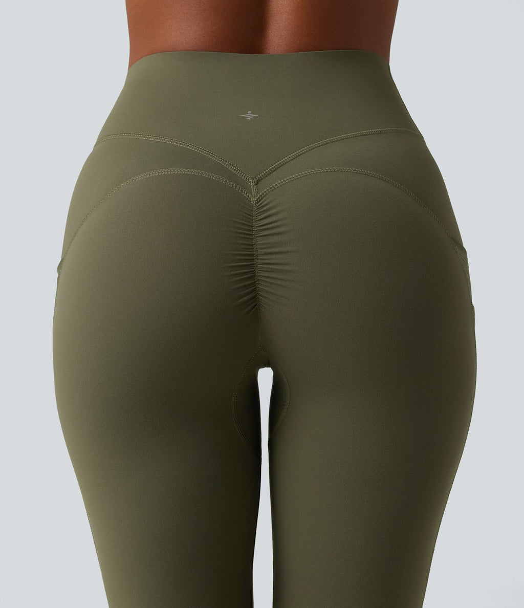 Legging de sport 7/8 Halara UltraSculpt™ taille haute gainant scrunch en mesh contrastant à poches
