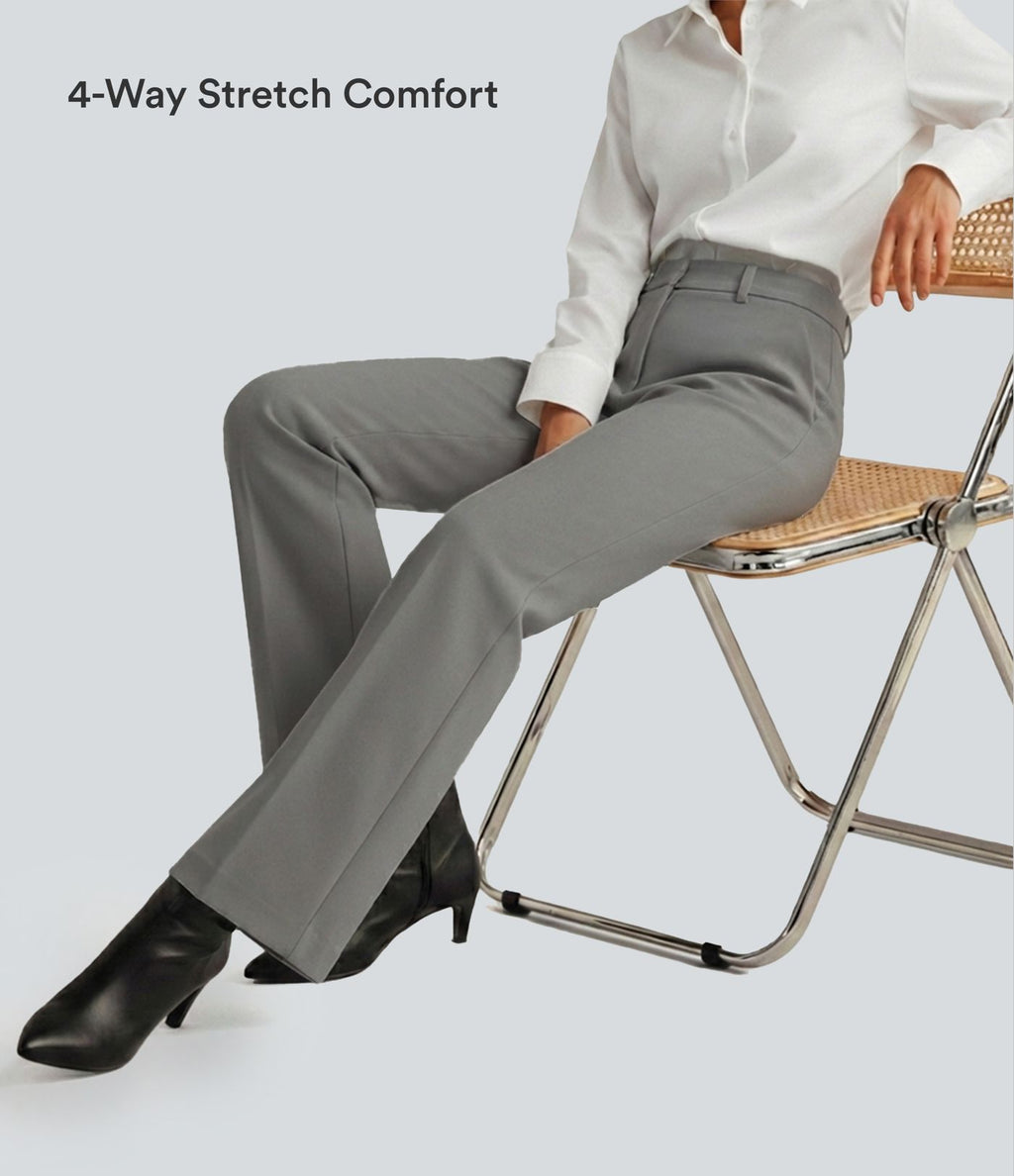 Pantalon tailleur légèrement évasé taille haute avec poches arrière Halara Flex™