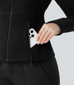 Veste randonnée col cheminée manches longues avec trous pour pouces et poches
