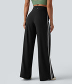 Pantalon ample yoga Halara UltraSculpt™ taille haute gainant à rayures color block avec poches