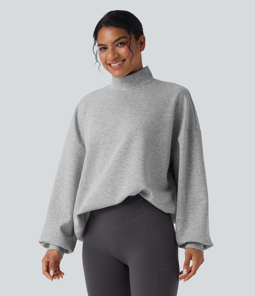 Sweatshirt casual col montant coupe décontractée avec poches