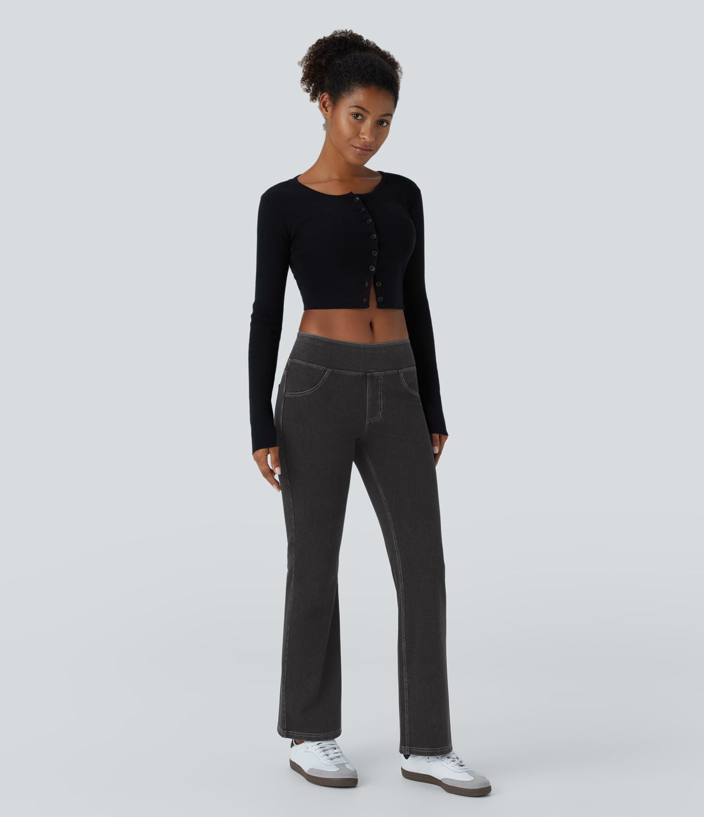 Jean bootcut décontracté Halara Flex™ taille basse avec poches arrière en maille extensible