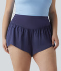 Short de yoga grande taille Breezeful™ à taille haute, ourlet croisé, séchage rapide et poche