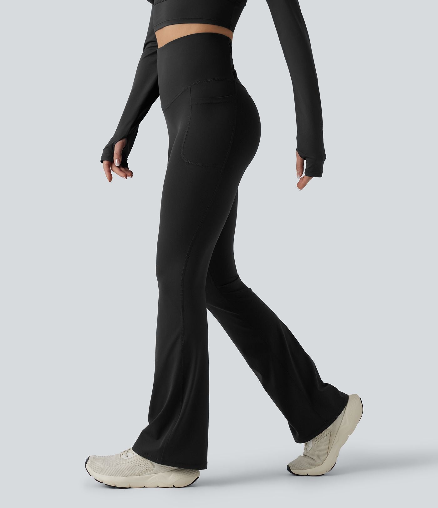 Legging de sport bootcut Halara Ultrasculpt™ taille haute gainant dos croisé avec poches