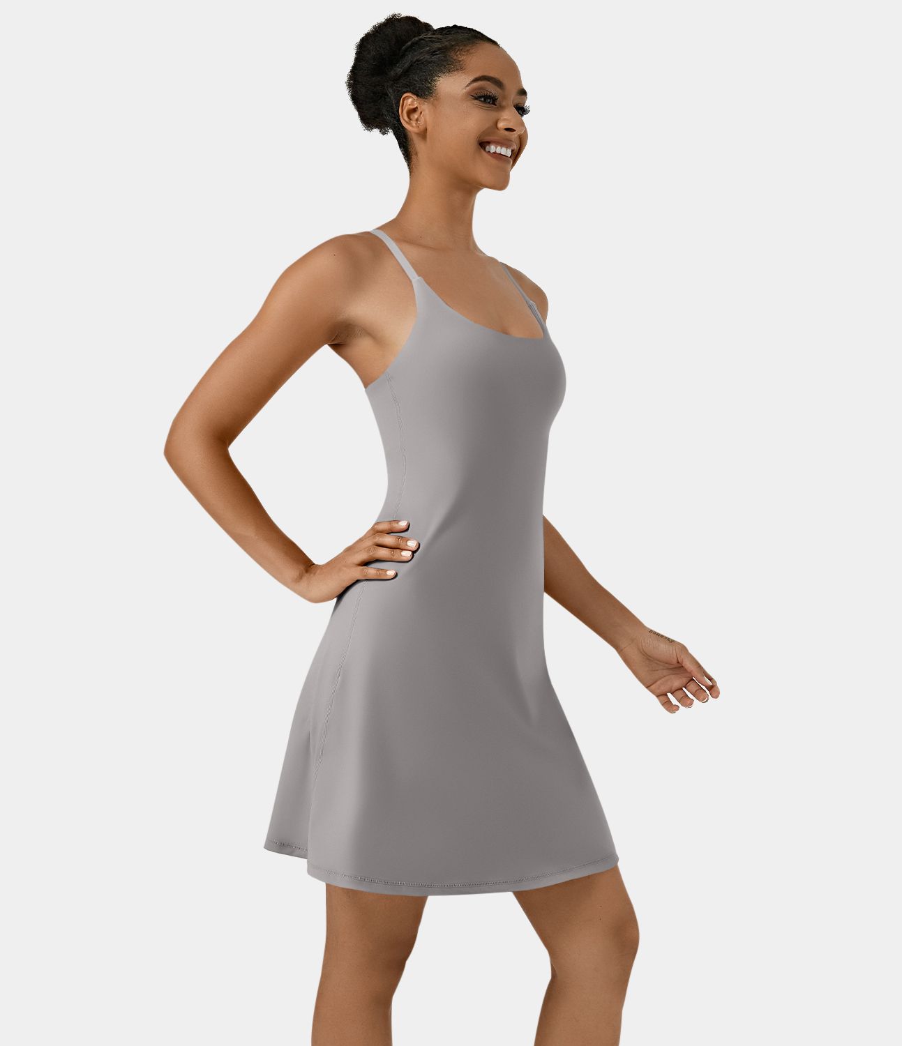 Softlyzero™ Airy Robe Sport de Yoga Plus Longue Dos Nu Découp Bretelles Réglables et Poches