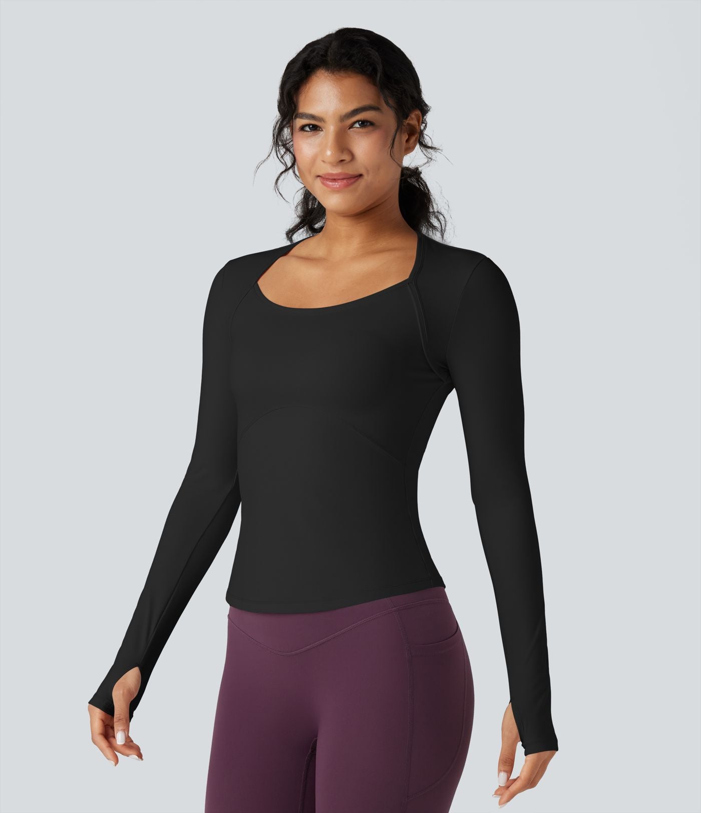 Top de sport yoga SoftlyZero™ Plush manches longues avec trous pouces