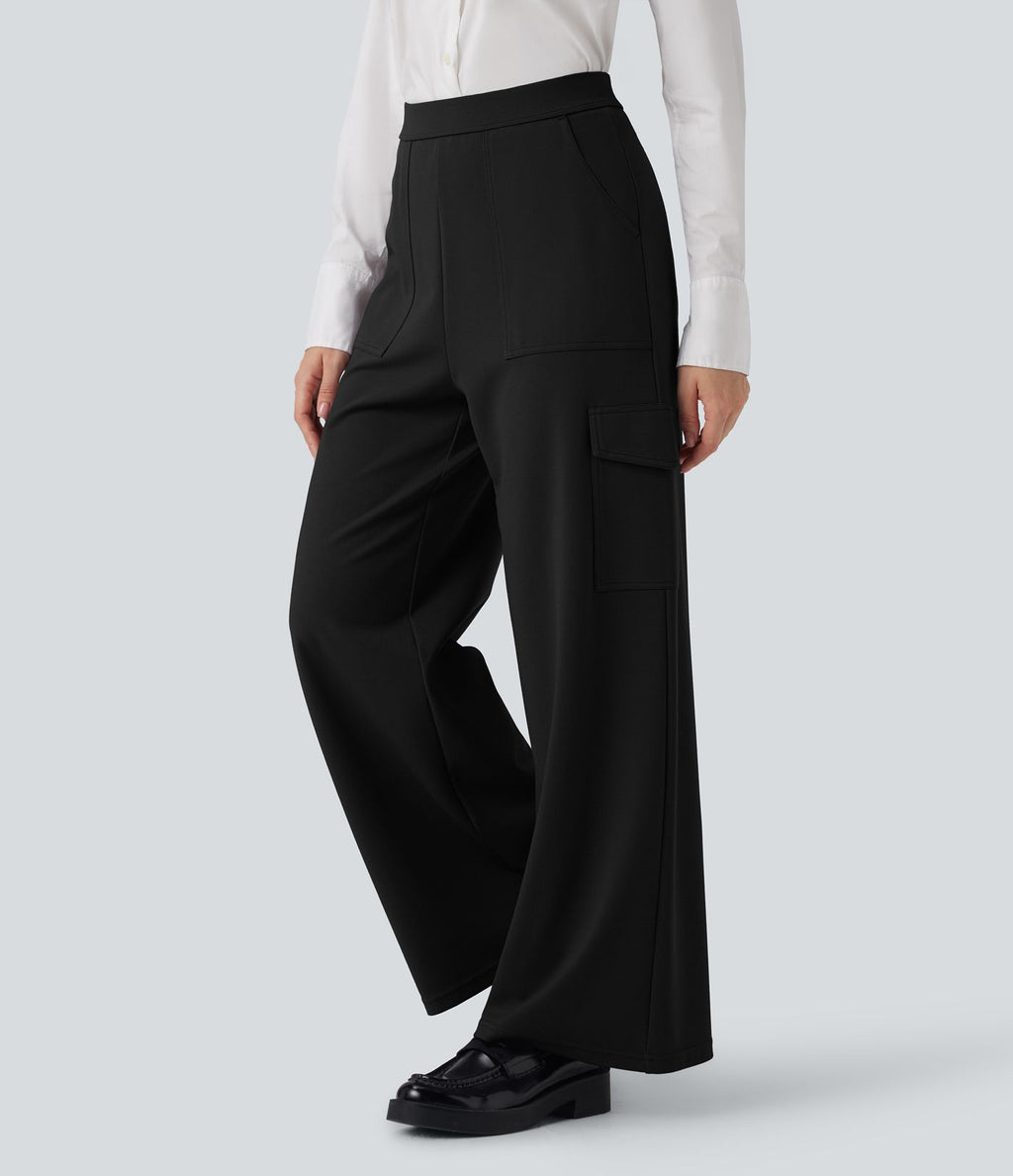 Pantalon cargo de travail coupe droite taille haute Halara Flex™ avec poches