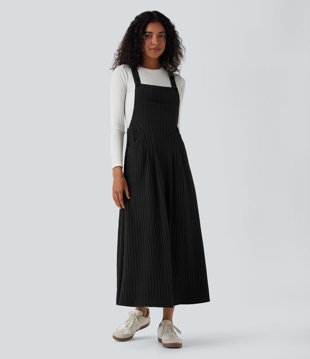 Robe de chasuble décontractée maille côtelée avec poches