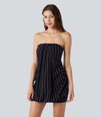 Robe micro-mini moulante à rayures col dos nu avec soutien-gorge intégré et dos à nouer