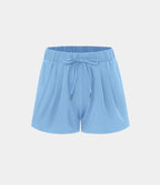 Short 7,5cm Casual à Taille Moyenne avec Ceinture Élastique Cordon de Serrage et Poches Latérales Ruchées