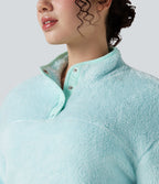 Sweat-shirt polaire col montant boutonné