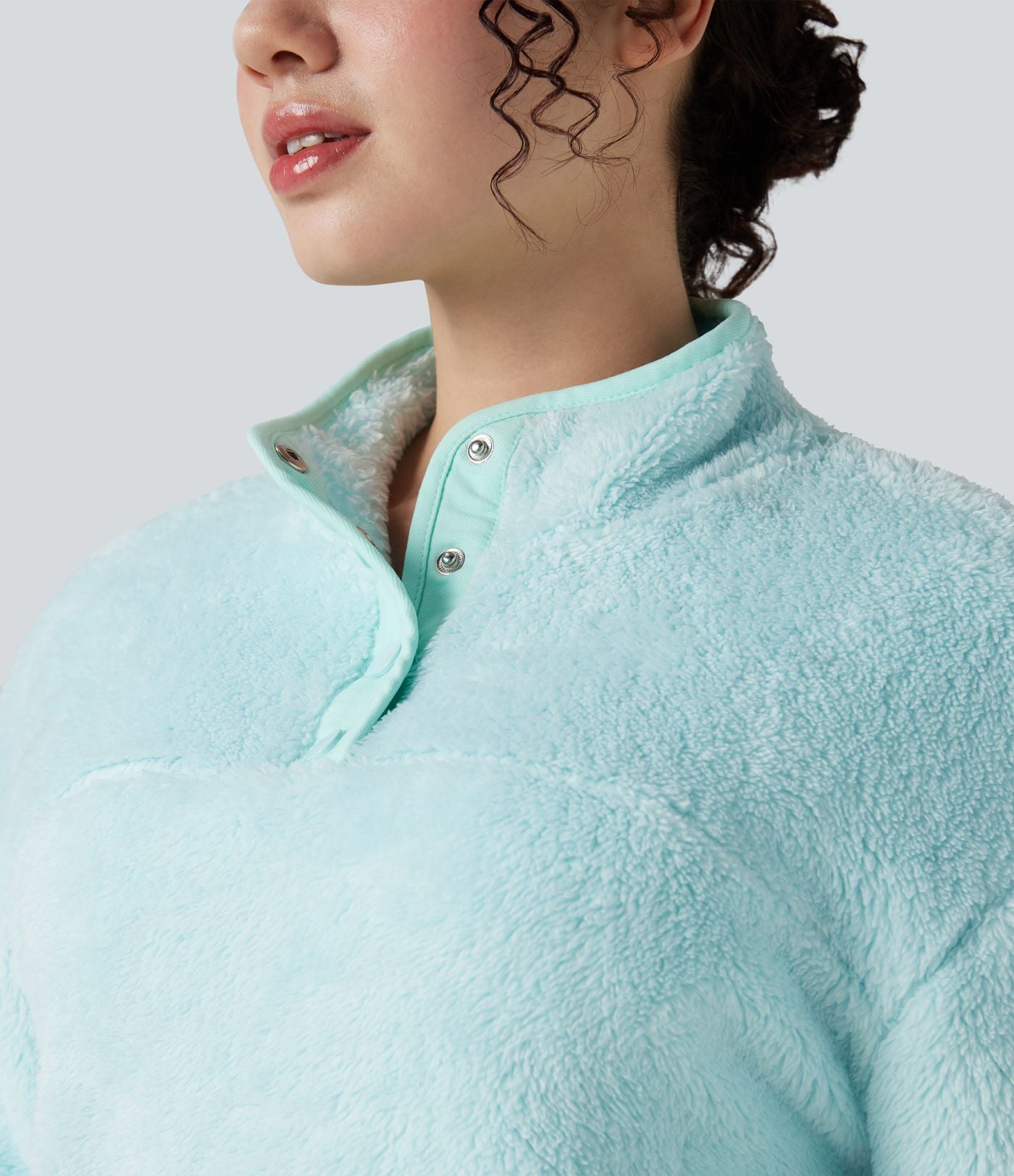 Sweat-shirt polaire col montant boutonné