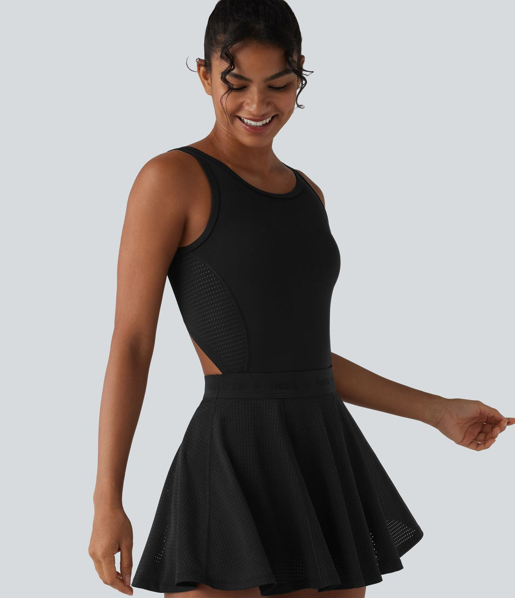 Barboteuse de yoga dos nu sans manches en mesh respirant avec jupe amovible et poches – Easy Peasy