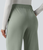 Pantalon tailleur taille haute à jambes droites avec poches