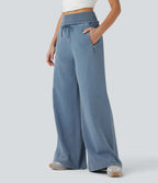 Jean jogging baggy Halara Flex™ molleton français taille haute avec cordon de serrage et poches