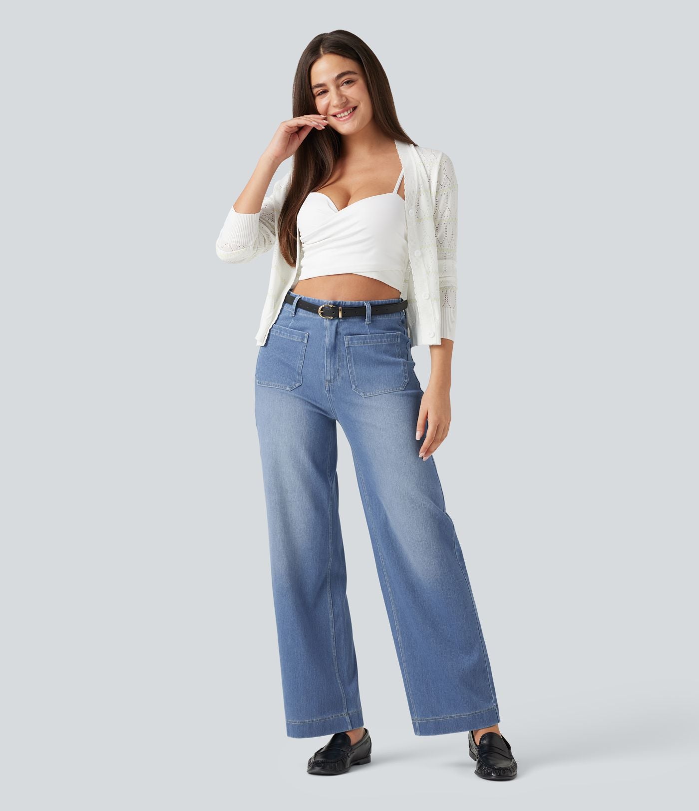 Jean décontracté taille haute à jambes droites Halara Flex™ avec poches