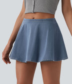 Halara Flex™ Jupe-short casual en jean trapèze taille mi-haute