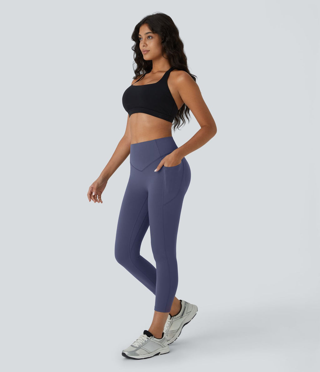 Legging corsaire d'entraînement gainant galbant taille haute avec effet scrunch et poches Halara UltraSculpt™