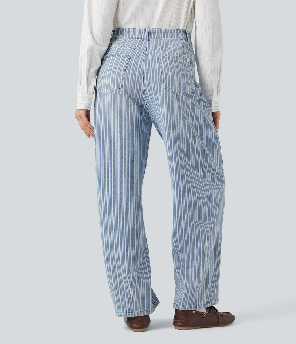 Jean barrel Halara Flex™ rayé taille haute avec poches
